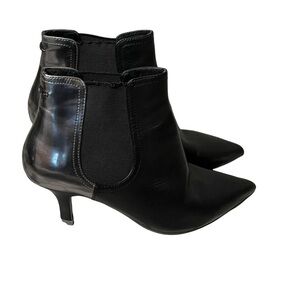 Diesel Black Leather Chelsea Ankle Boots‎ US 6 Drinky Party Kitten Heel Metallic